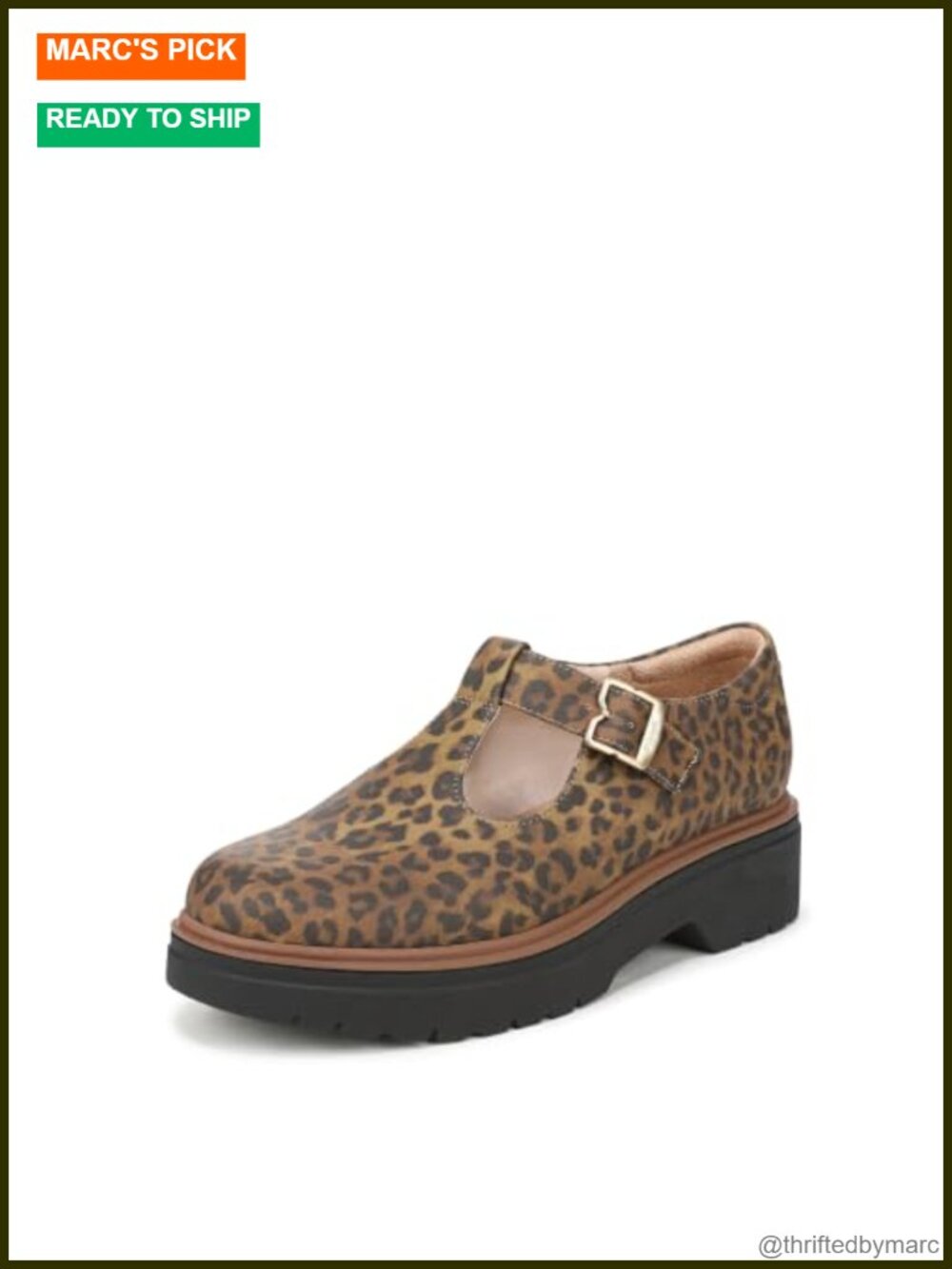 Mary Jane Platform Flats Block Heel Buckle Faux Leather Walking Shoes